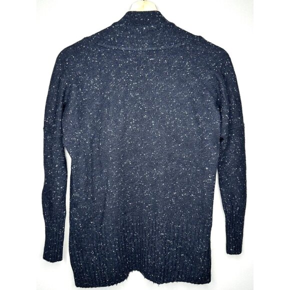 Aritzia Telula Womens Cardigan Sweater Speckled Open Front Ribbed Hem Black XXS - Picture 2 of 6